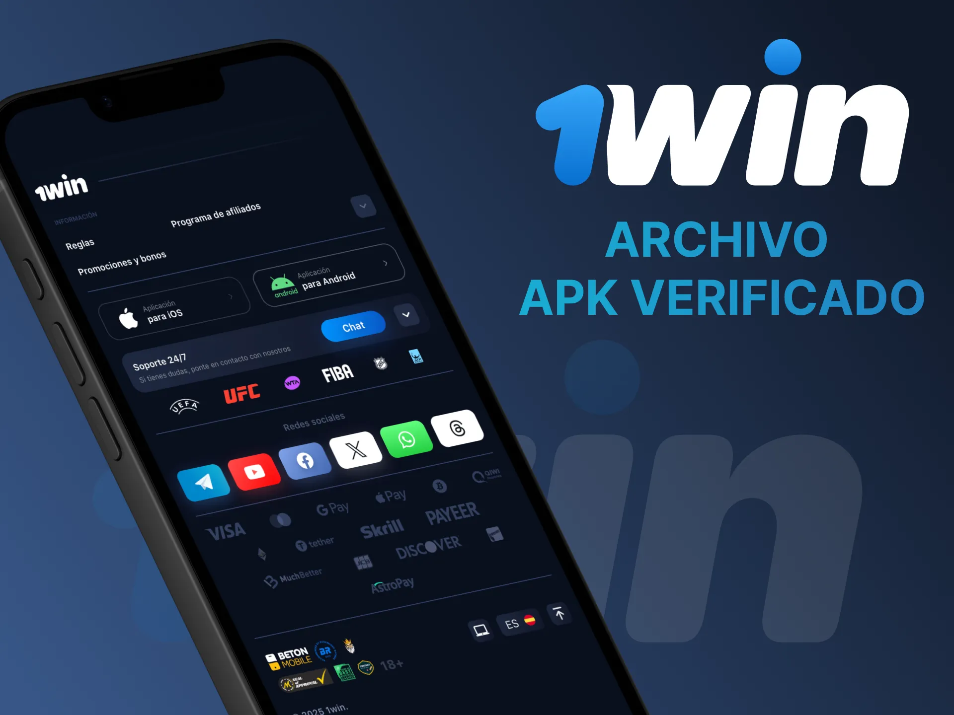 Instala la app segura de 1win y comienza a ganar.