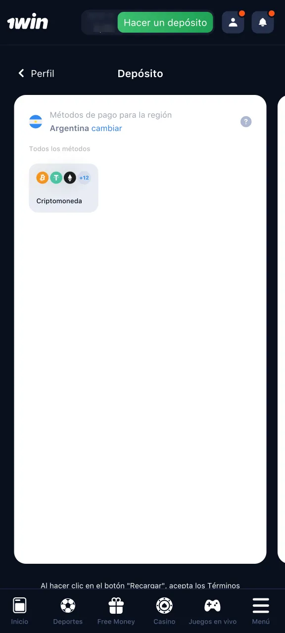 Haz tu primer depósito y gana con 1win.